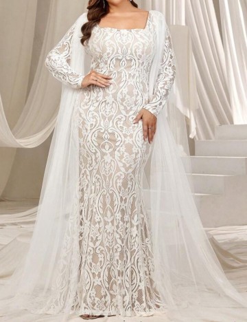 Rochie de mireasă Shein Curve+, alb