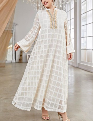 Rochie maxi Shein Curve+, crem