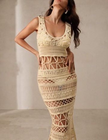 Rochie midi Shein Anewsta, bej