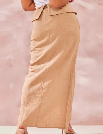 Fustă maxi PRETTYLITTLETHING, bej