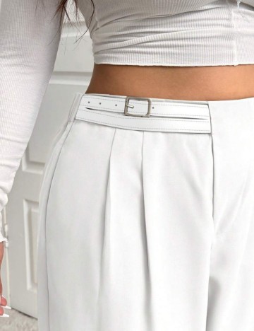 Pantaloni Shein Curve+, alb