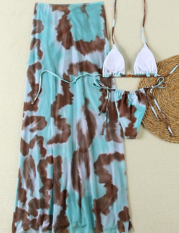 Set costum de baie și fustă Shein, mix culori