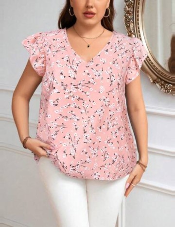 Cămașă cu mânecă scurtă Shein Curve+, mix culori