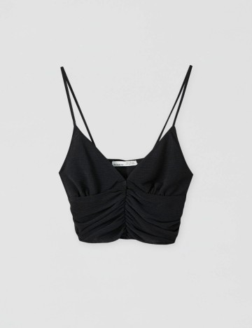 Top cu bretele subțiri Pull&Bear, negru