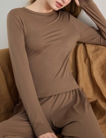 Bluză de pijama Shein, maro