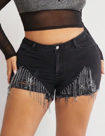 Pantaloni scurți Shein Curve+, negru