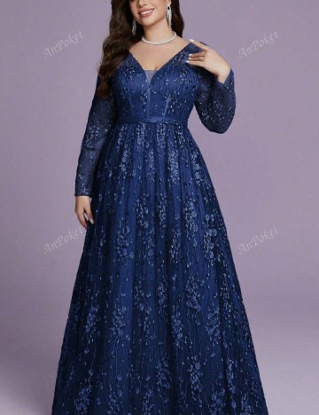 Rochie maxi Shein Curve+, albastru