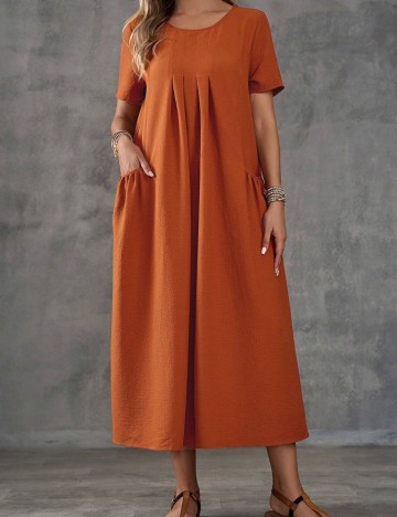 Rochie midi Shein Curve+, cărămiziu