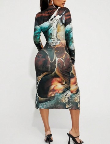 Rochie midi Shein, mix culori