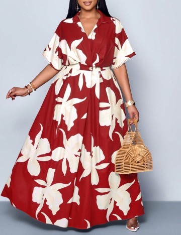 Rochie maxi Shein Curve+, mix culori