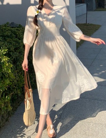 Rochie maxi Shein, crem