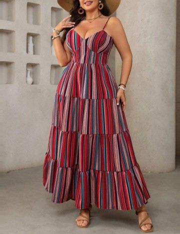 Rochie maxi Shein Curve+, mix culori