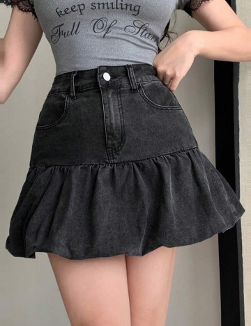 Fustă de blugi DAZY by Shein, negru