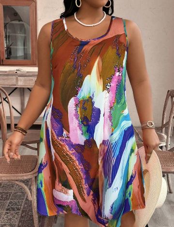 Rochie mini Shein Curve+, mix culori