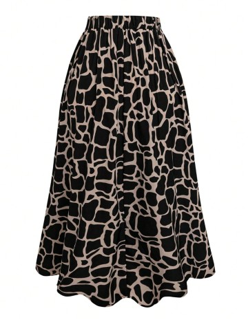 Fustă midi Shein Curve+, mix culori
