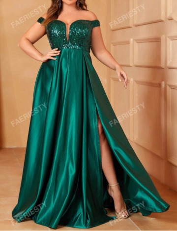 Rochie de ocazie Shein Curve+, verde