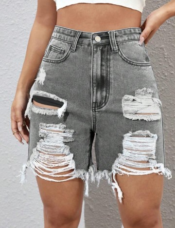 Pantaloni scurți de blugi Shein, gri