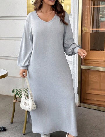Rochie maxi Shein Curve+, gri