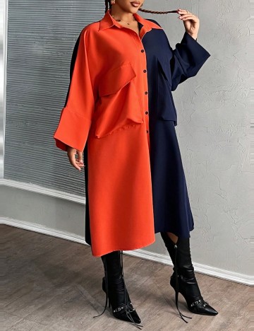 Rochie tip cămașă Shein Curve+, mix culori