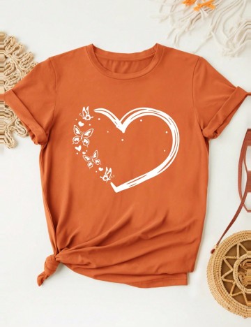Tricou Shein Curve+, cărămiziu