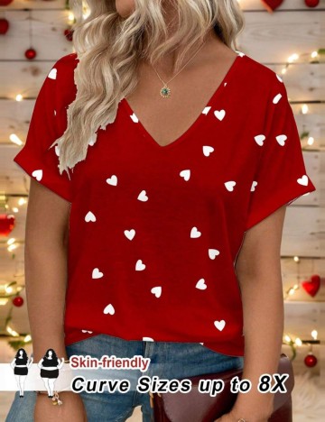Tricou Shein Curve+, roșu