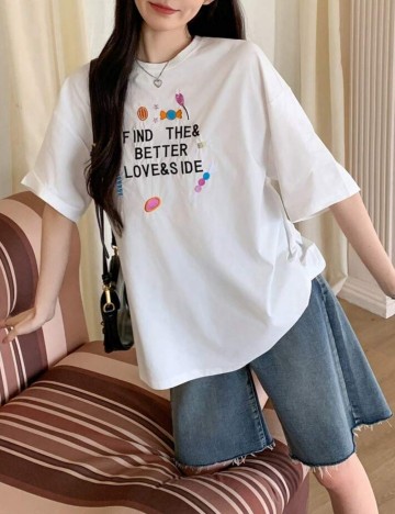 Tricou DAZY by Shein, alb