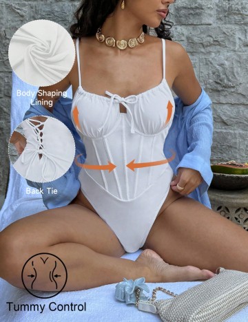 Costum de baie întreg Shein, alb
