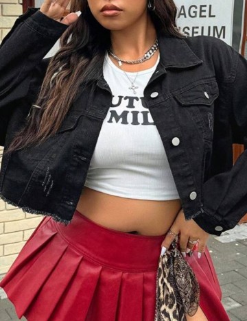 Jachetă De Blugi Shein Curve+, negru