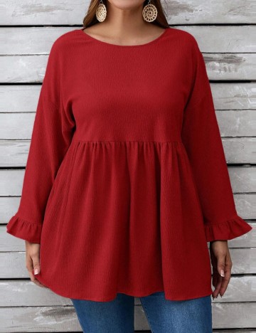 Cămașă casual Shein Curve+, vișiniu