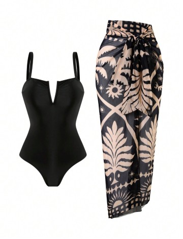 Set costum de baie și fustă Shein, mix culori