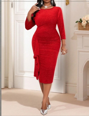 Rochie midi Shein Curve+, roșu