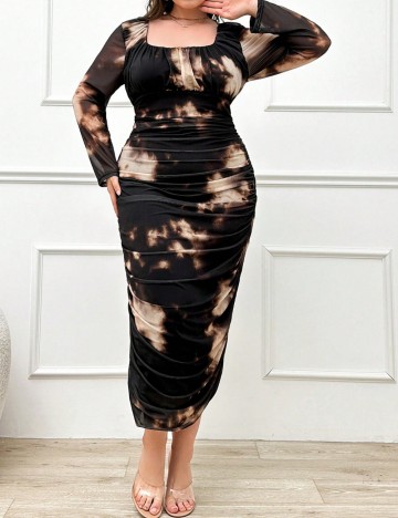 Rochie maxi Shein Curve+, mix culori