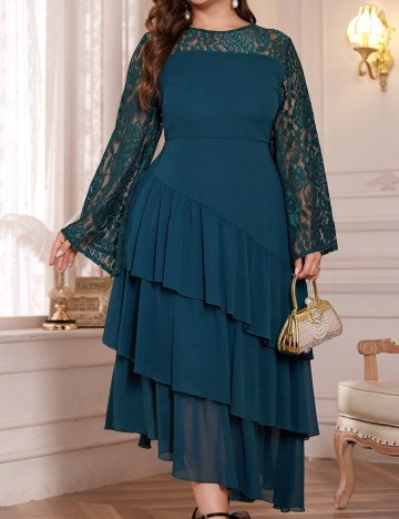 Rochie maxi Shein Curve+, turcoaz
