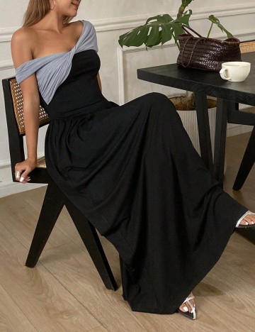 Rochie maxi DAZY / LESS by SHEIN, negru