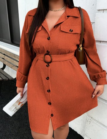 Rochie midi Shein Curve+, portocaliu