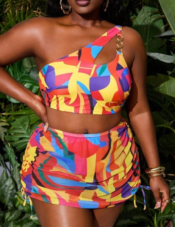Set costum de baie și fustă Shein Curve+, mix culori