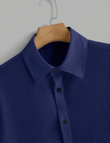 Cămașă cu m&acirc;necă scurtă MANFINITY by Shein, albastru