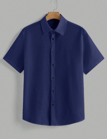 Cămașă cu m&acirc;necă scurtă MANFINITY by Shein, albastru