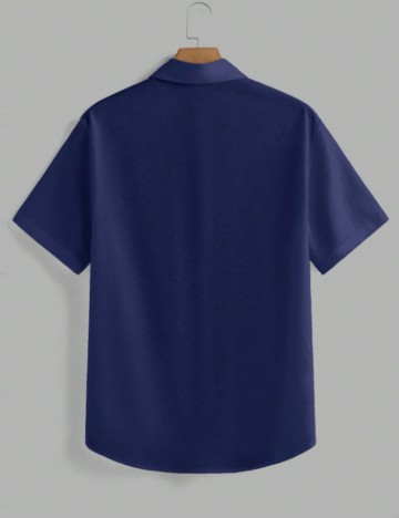 Cămașă cu m&acirc;necă scurtă MANFINITY by Shein, albastru