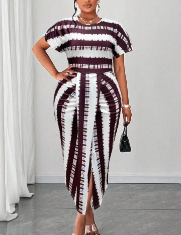 Rochie midi Shein Curve+, mix culori