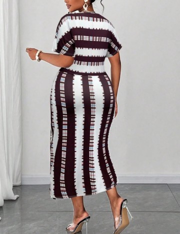 Rochie midi Shein Curve+, mix culori