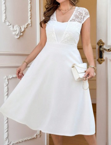 Rochie midi Shein Curve+, alb