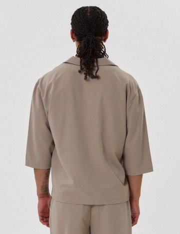 Cămașă cu m&acirc;necă scurtă MUSERO by Shein, bej