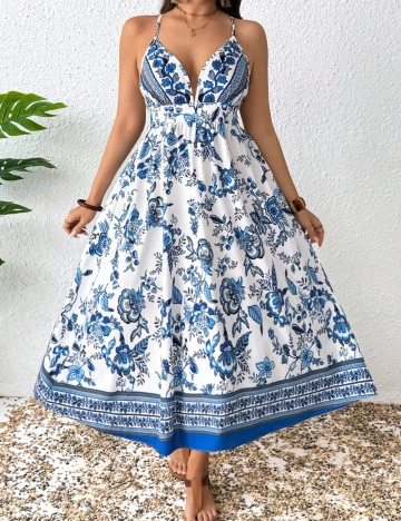 Rochie maxi Shein Curve+, mix culori