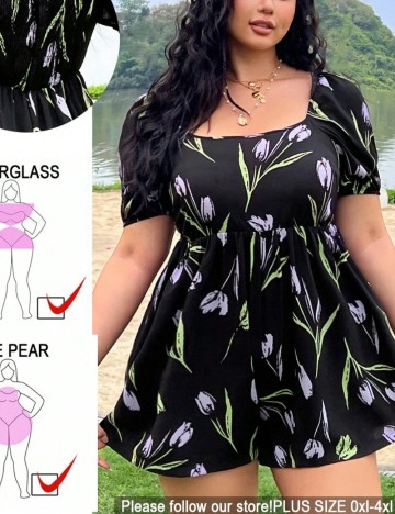 Salopetă scurtă Shein Curve+, negru