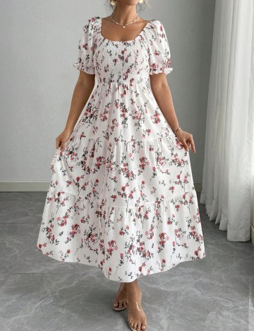 Rochie maxi Shein Curve+, alb