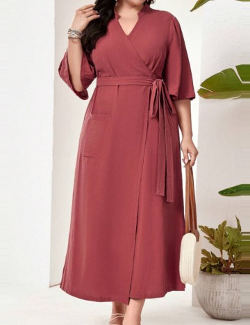 Rochie midi Shein Curve+, cărămiziu