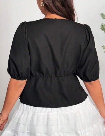 Cămașă cu mânecă scurtă Shein Curve+, negru