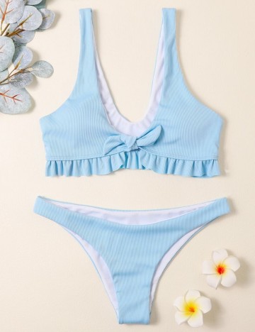 Costum de baie Romwe by Shein, albastru