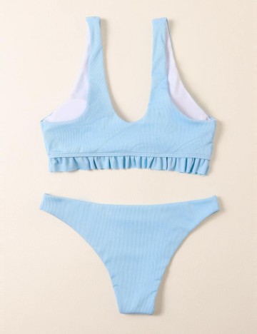 Costum de baie Romwe by Shein, albastru